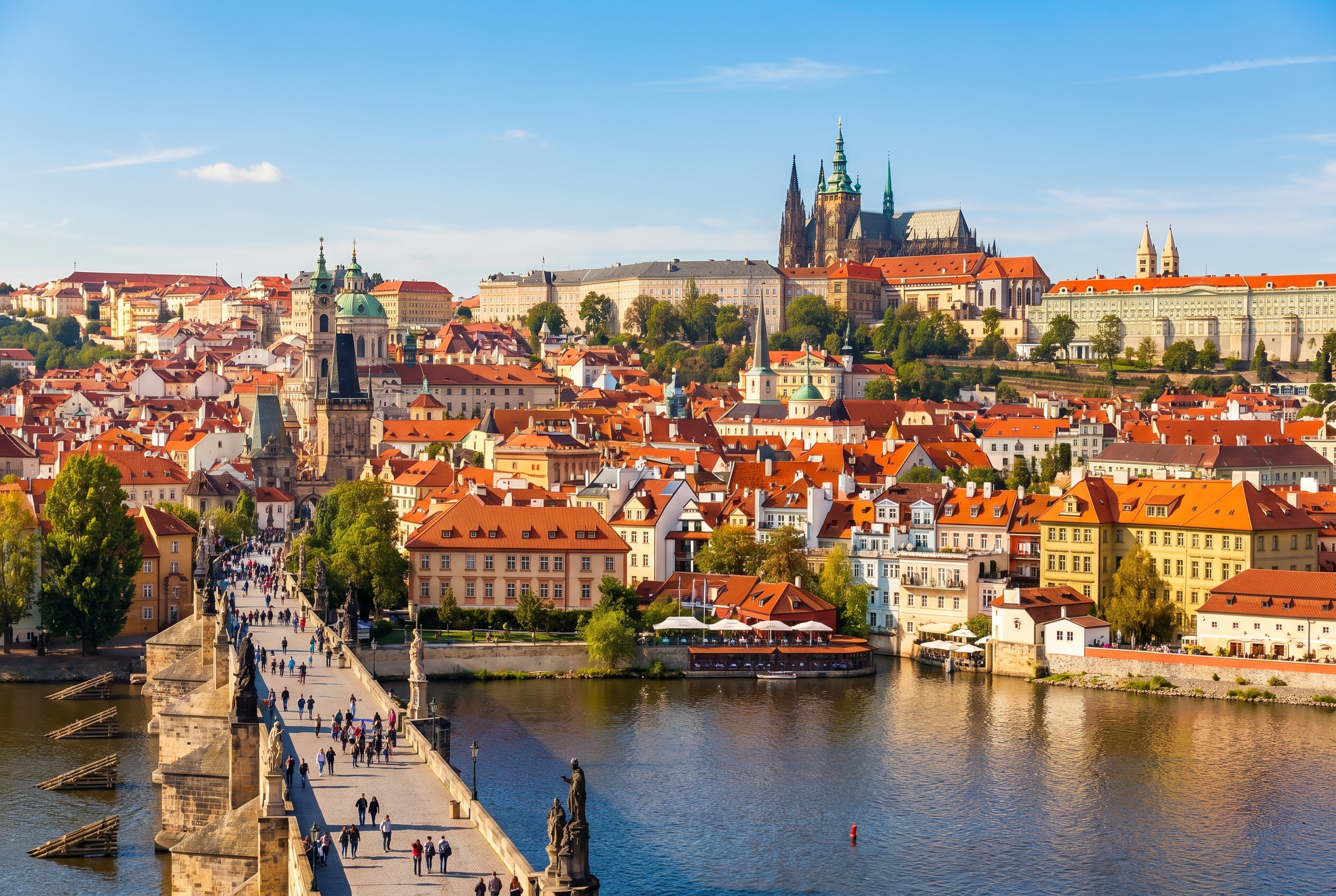 Rooftops and spires of central Prague